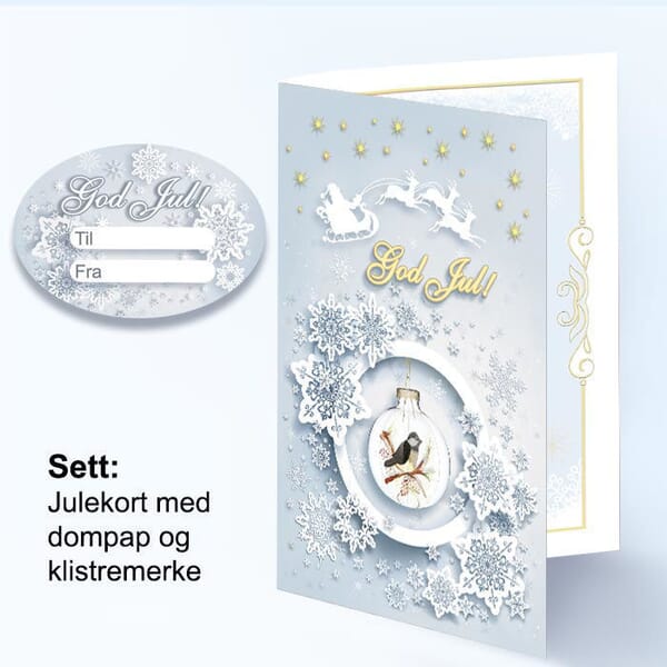 Julekort med dompap og klistremerke - 181027